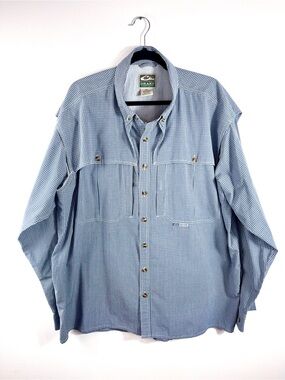 Drake Waterfowl Systems Blue Check Fishing Shirt XL Vented Long Sleeve Outdoors